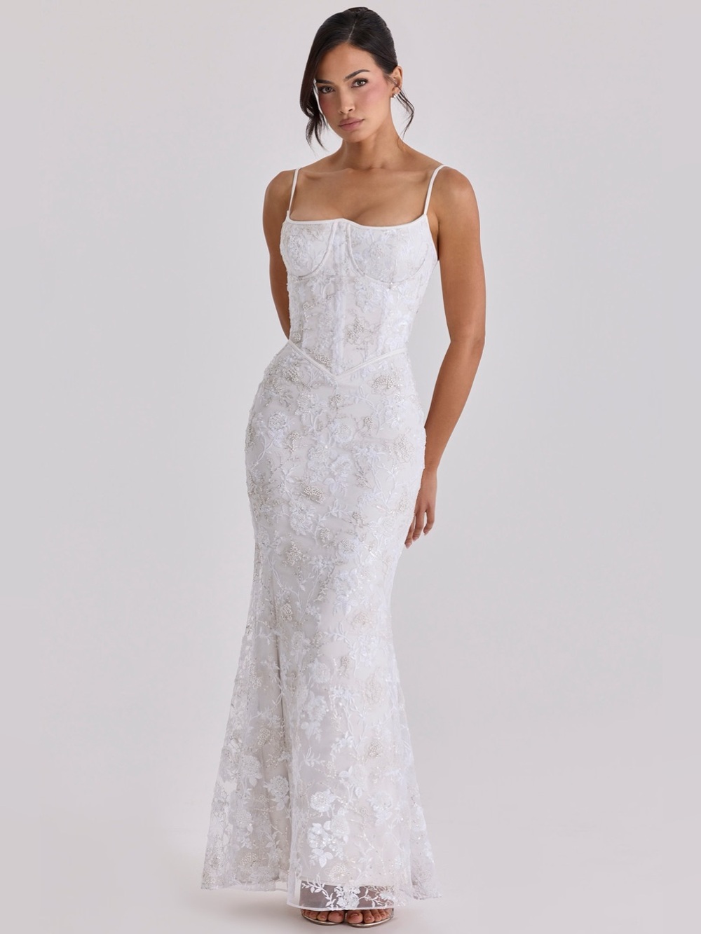 HOUSE OF CB 'Naeva' White Hand Beaded Embellished Bridal Gown NWOT